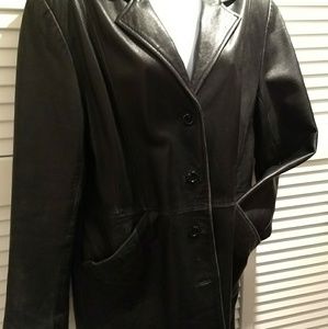 Gallery ® Blk vintage leather jacket blazer Large